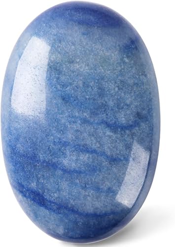 CASMON Piedras ovaladas de palmera de aventurina azul, piedra de bolsillo para terapia de alivio de ansiedad y estrés, piedra energética pulida