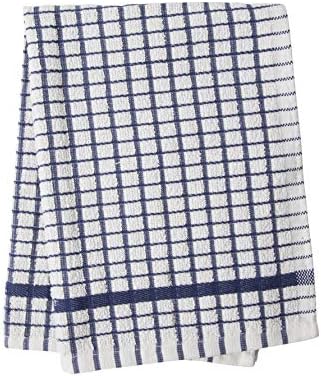 Alanna Jones Set of 2, 45 x 65 cm Large 100% Cotton Luxury Check Soft Kitchen Tea Towels Perfect for Household and Professional Restaurant Bar Catering Kitchen Dish Cloth (Navy)