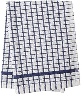 Alanna Jones Set of 2, 45 x 65 cm Large 100% Cotton Luxury Check Soft Kitchen Tea Towels Perfect for Household and Professional Restaurant Bar Catering Kitchen Dish Cloth (Navy)