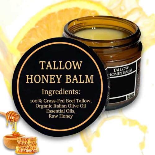 Marromi Beef Tallow for Skin Marromi Beef Tallow Honey Balm Marroomi Organic Grass-Fed Beef Tallow Balm with Raw Honey Natural Soothing Moisturizing Suitable for All Skin Types (2 Oz Citrus)