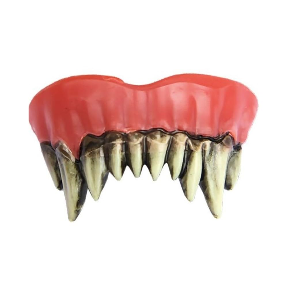 FIESTAS GUIRCA | Monster Teeth with Thermoplastic (One Size) - Makeup Accessory for Vampire and Horror Creature Fancy Dress - Ideal for Halloween and Carnival - White, Red