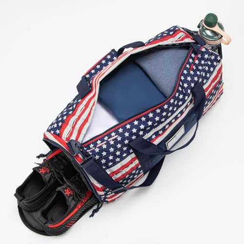 QT&QY 40L Military Tactical Duffel Bag For Men Sport Gym Bag Fitness Tote Travel Duffel Bags Training Workout Bag With Shoe Compartment Basketball Football Weekender Bag patriot Star Spangled - Image 5