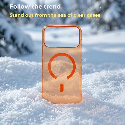 Image of Crystal Orange Magnet Case for iPhone 17 Pro Max, Premium Polycarbonate, Ultra Strong Magnets, 360 Drop Protection, Raised Camera Protection, MagSafe Compatible