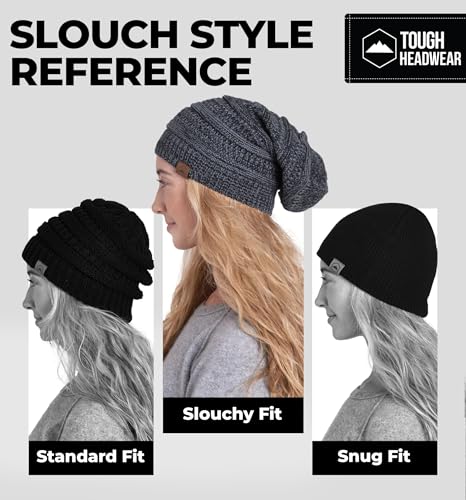 Image of Tough Headwear Slouchy Oversized Beanie Hat - Warm Winter Hats for Women - Stretch Fit Mens Beanie