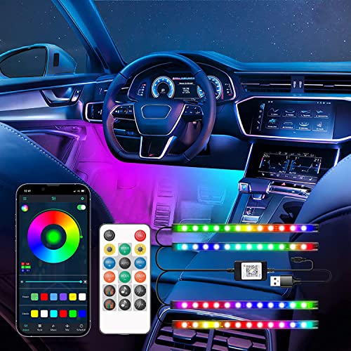 Interior Car Lights, Car Led Lights With Dream Color Diy Mode And Music Sync, App Control With Remote Led Lights For Car, Multicolor Under Dash Car Lighting Kit With Usb Car Charger #TOP4