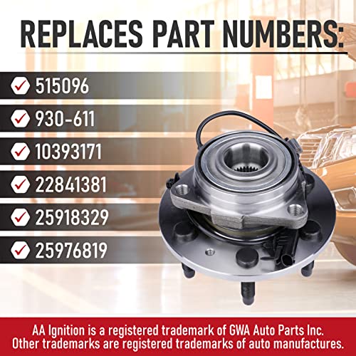 Image of Front Wheel Bearing - Compatible with Chevy, Cadillac and GMC 4WD - Escalade, Avalanche, Silverado 1500, Suburban, Tahoe, Sierra, Yukon - Replaces 515096, 930-611, 10393171, 22841381 - Hub Assembly