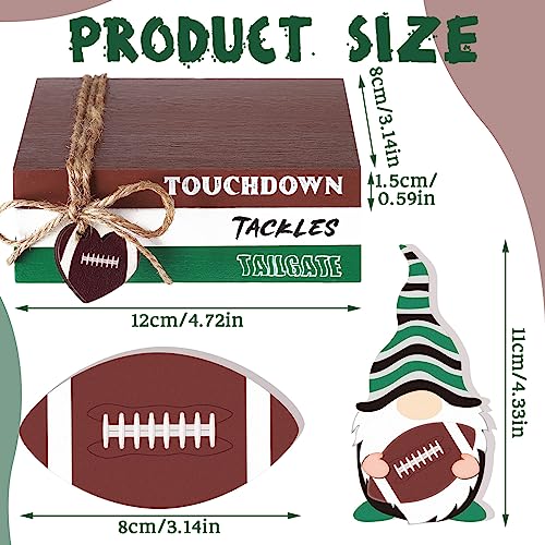 Geetery 6 Pcs Football Decor Farmhouse Football Tiered Tray Wooden Decor Book Stack Decor Rustic Decorative Trays for Party Shelf Boys Football Fans Club Bars Gifting Tabletop Home Decor - Image 3