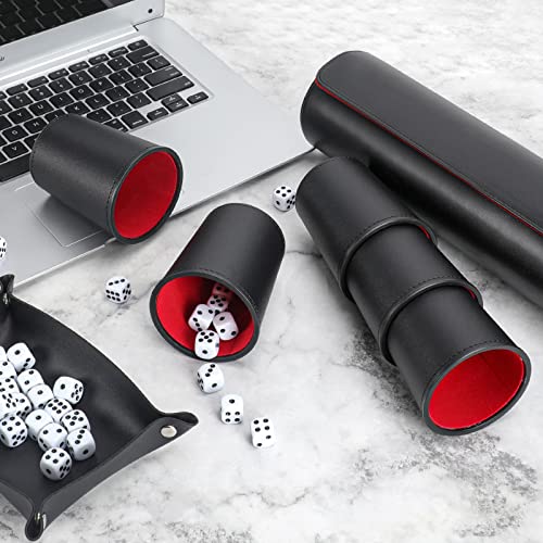 Juego de dados de cuero ImnBest con 10 vasos y 50 dados rojos 5