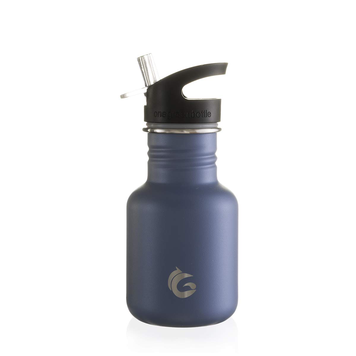 One Green Bottle – BOTL Tough Canteen Water Bottle with Matching Sports Cap, Stainless Steel Water Bottle, Non-Insulated, Single-Skinned Eco Bottle, 350ml (Shark Fin)