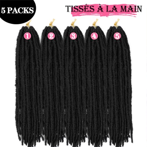 SOKU Goddess Faux Locs Crochet Hair Noir 5 Packs/lot Dreadlocks Crochets Tresses Doux Faux Locs Tressage Extensions de Cheveux 66cm Dreadlocks Synthétiques – vue 4