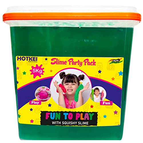 Image of HOTKEI (5 Kg Slime) Green Fruit Scented Big DIY Magic Toy Slimy Clay Gel Jelly Putty Set kit Toys for Boys Girls Kids Slime Party Pack Bucket