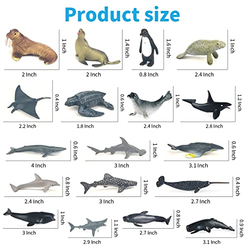 18Pcs Mini Sea Creature Ocean Animal Figures Toy - Plastic Small Tiny Marine Animal Figurines With Sharks Whales Arctic Animal - Easter Egg Cake Topper Birthday Gift For Kids Toddlers #TOP2