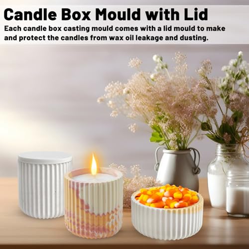 Miniatura 3 de 3 Piezas Moldes Silicona Velas, Moldes Para Tarros Con Tapa Moldes Para Cemento Para Portavelas Jarrones Cajas De Almacenamiento