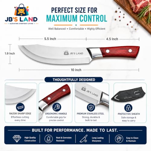 Image of JB'S LAND Meat Cleaver Knife with Sheath, Stainless Steel Butcher Knife