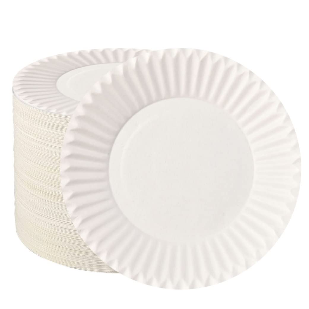 Tsawntd White Paper Plates Strong Disposable Plates Round Party Tableware 14cm 100PCS party disposable strong for white