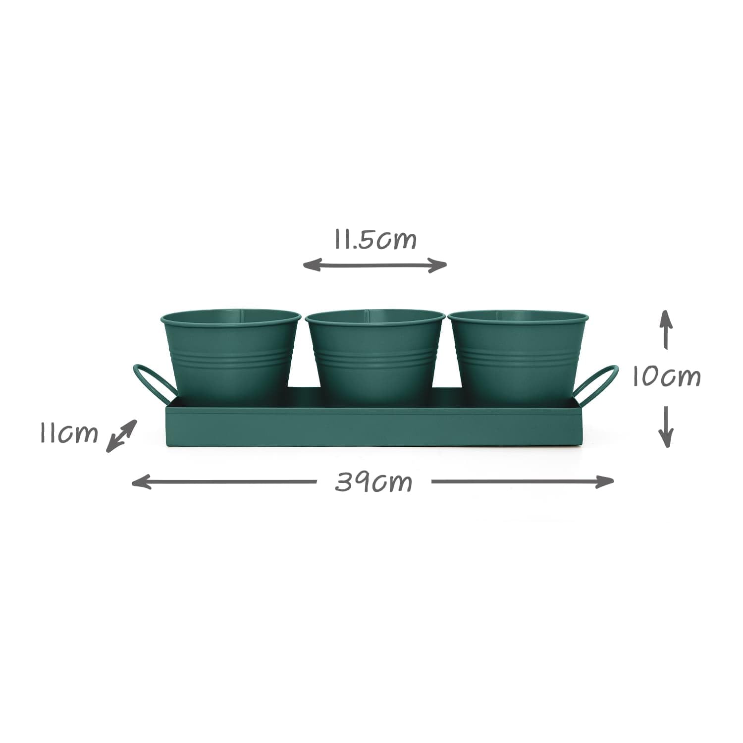 CKB LTD Lot de 3 pots de fleurs en métal pour herbes avec bac d'égouttement - Jardinière traditionnelle pour rebord de fenêtre d'intérieur - Jardinière colorée pour la cuisine - Cultivez vos propres