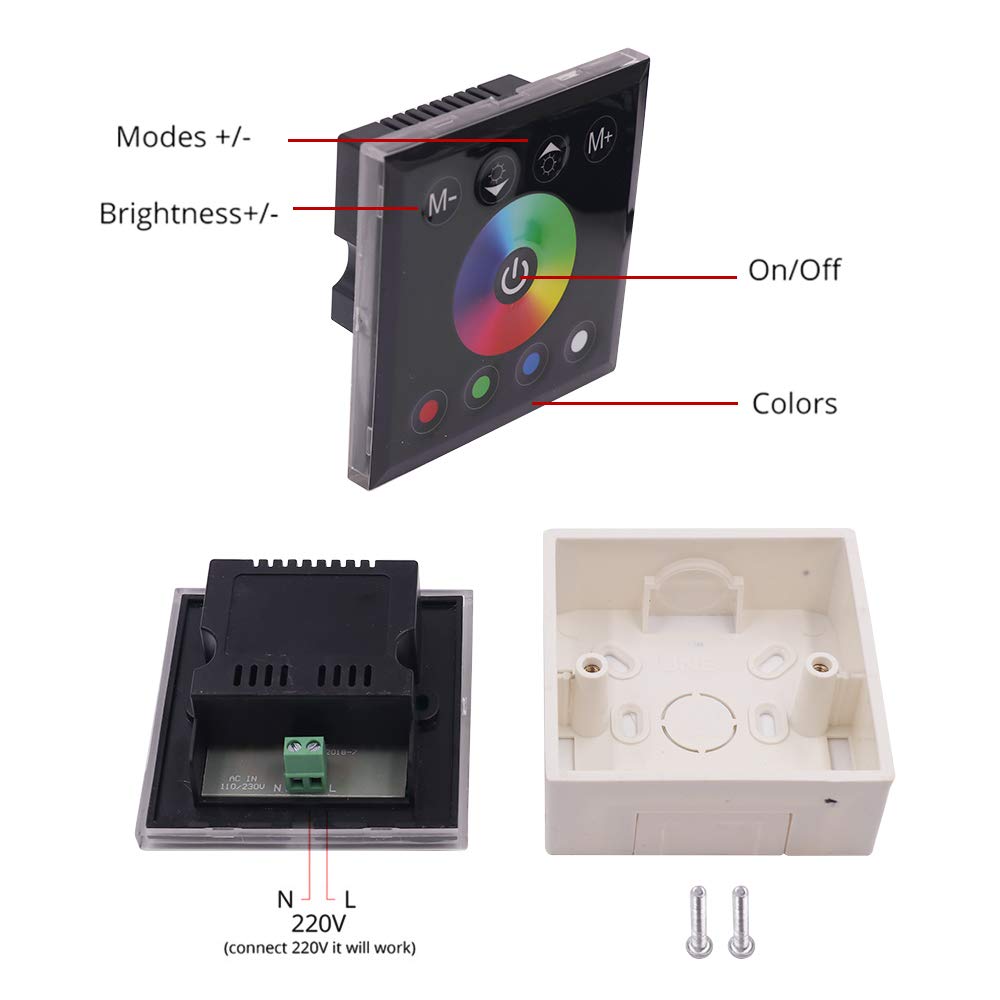 XUNATA Kit de Tira de LED RGB con Control Táctil, Luz de Cuerda Flexible 5050 Impermeable con Control Remoto y Controlador de Panel (120 LEDs/m)- 3 Metros