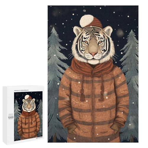 Puzzle 1000 pièces vintage tiger xmas pour adultes et adolescents