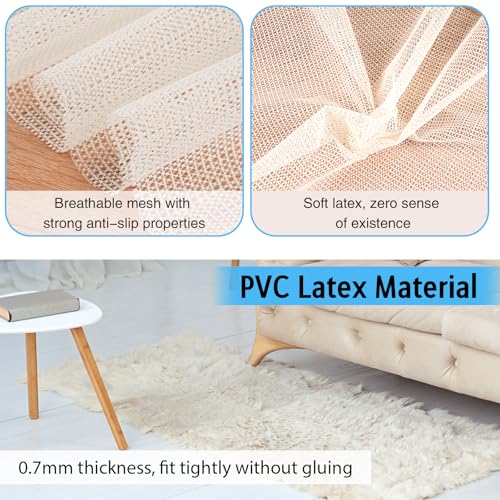 70x200cm Teppich Antirutschmatte, Schneidbar Teppichunterlage rutschfest, Teppichstopper, Antirutschmatte für Teppich, PVC Teppichgreifer Antirutschmatte, für Tischtücher(Weiß)