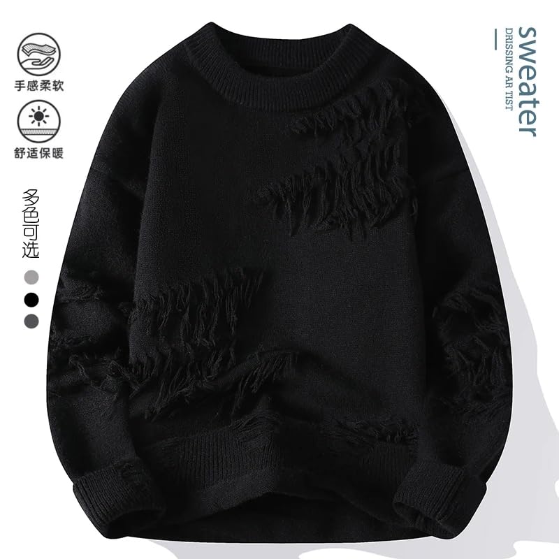 Men's Knitted Sweater Autumn Solid Color Pullover Men Round Neck Wool Sweaters Mens3