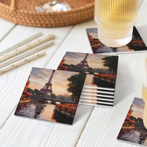 Dessous de verre carrés en céramique 10,4 cm avec support de table - 8