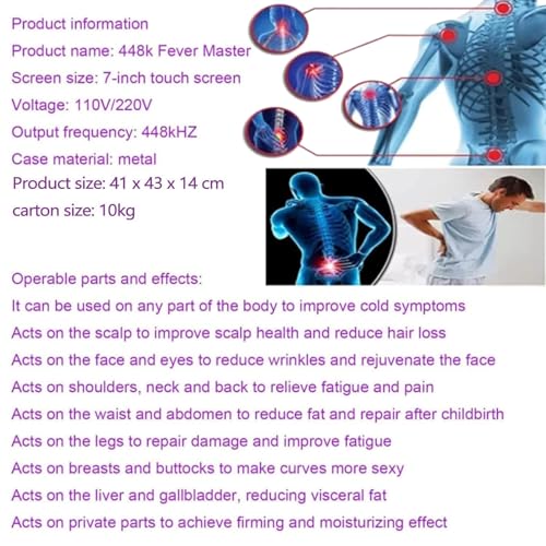 Apparecchio Tecar Therapy 448Khz - Diatermia Portatile Ret Cet Per Dimagrimento,Rassodamento Pelle E Sollievo Dal Dolore,Fisioterapia Termale Con 8 Sonde,2 Maniglie E 1 Piastra Negativa - 8
