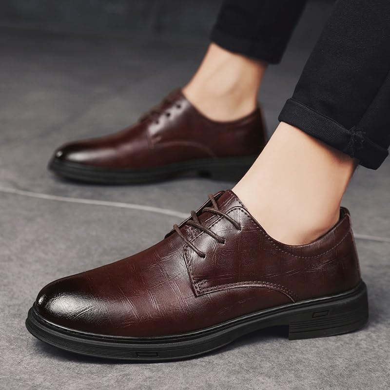 Men's Classic Modern Formal Oxfords Comfortable Dress Shoes for Men Lace Up Leather Lined Dress Shoes Anti-Slip Low Top Non Slip Prom4