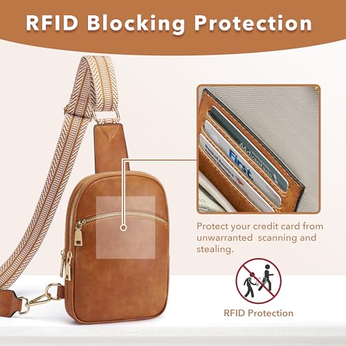 Yarnic Small Sling Bag for Women Men, Anti Theft RFID Vegan Pu Leather Travel Cross Body Purses, Chest Bag with Adjustable Strap (Dark Brown)2