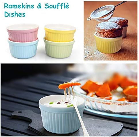Soufflé Moulds, Pack of 4 Creme Brulee Bowls, Pie Mould, 180 ml, Small Casserole Dishes Suitable for Kitchen Baking (color)
