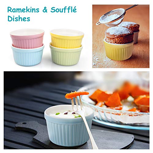 Auckpure Souffl© - Set di 4 ciotole per crema brûlée, 180 ml, piccole teglie per cottura in cucina - immagine 5