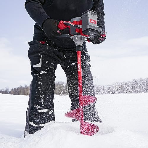 Eskimo E40 10-Inch Electric Ice Auger, Full Power 40V Lithium, Steel Bit, Lightweight Powerhead, Turbo Cutting System Multi-Edge Blades, Red, 45800