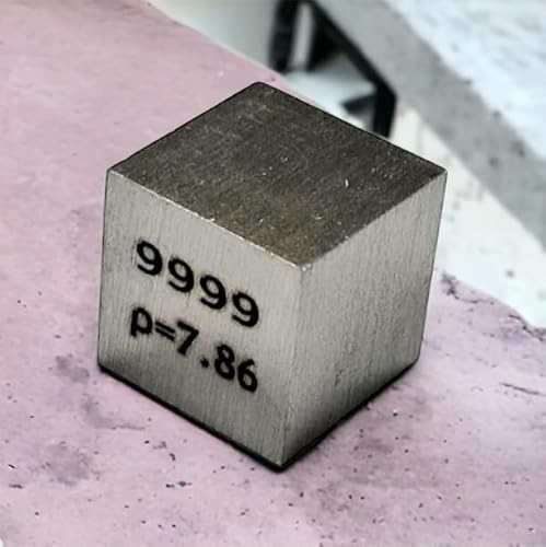 Würfel aus Metallelementen – Set mit lasergravierten Dichtewürfeln für eine Sammlung des Periodensystems von Elementen (1, Eisen)