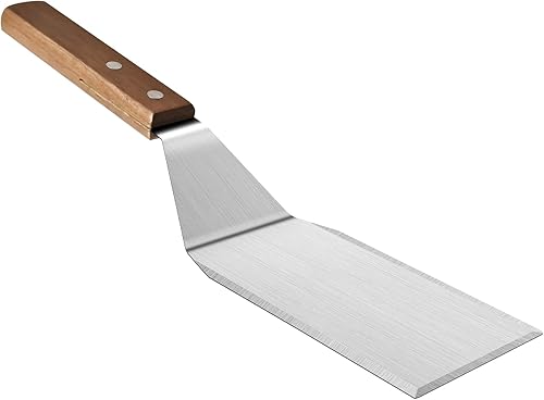 Miniatura 8 de QILIYINI 2 espátulas de acero inoxidable  Espátula resistente para sartén de hierro fundido, parrilla superior plana  Rascador de plancha  Espátula