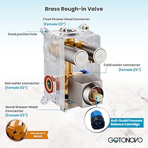 gotonovo Push Button Rain Shower System Rainfall Shower Head with Handheld Shower Wall Mount Pressure Balance Valve Included Dual Functions Luxury Shower Faucet Set 10 Inch Brushed Nickel gotonovo Push Button Rain Shower System Rainfall Shower Head with Handheld Shower Wall Mount Pressure Balance Valve Included Dual Functions Luxury Shower Faucet Set 10 Inch Brushed Nickel