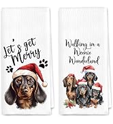 DSHFG Christmas Dog Kitchen Towels Gifts for Women Dog Lovers, Christmas Decor Absorbent Drying H...