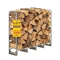 PeakPursuit 8.5FT Firewood Rack with 600d Oxford Waterproof Cover, Heavy Duty Indoor/Outdoor Steel Log Storage Rack - Wood Pile Holder Stacker Organizer for Fireplace, Patio, Fire Pit, Backyard