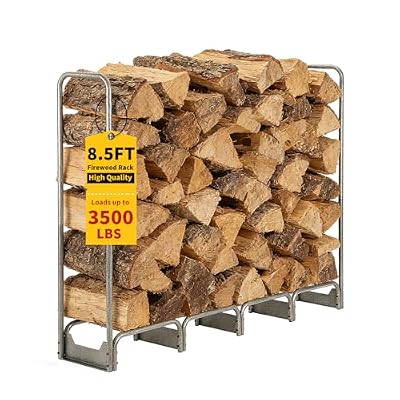 Garvee 8.5FT Steel Firewood Rack with 600D Waterproof Oxford Cover - Heavy Duty Indoor/Outdoor Log Storage Organizer for Fireplace, Patio & Backyard
