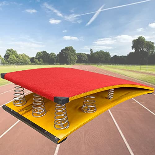 Tabla de trampolín para gimnastas adolescentes con fieltro rojo antideslizante y almohadillas para los pies, capacidad de 110 kg, para entrenamiento de salto de altura y ejercicios de voltereta hacia