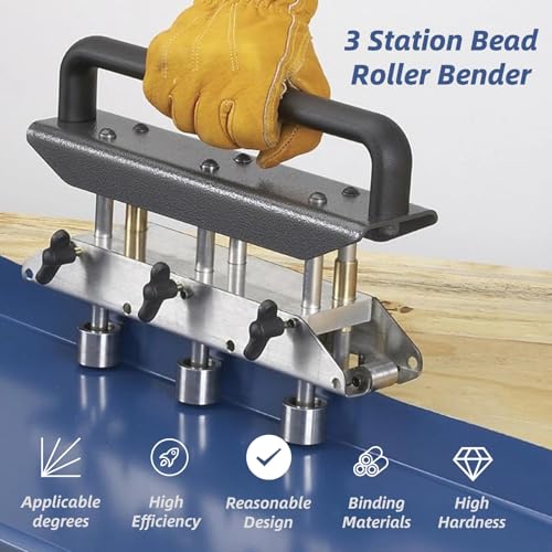 3 Station Roller Bender, Metal Bending Tool Three Station Roller for Roofing Sheet 0.3 to 1.0mm Thickness, 13 to 130mm Height, V Shaped Roller Clamps Material, for Steel, Aluminum, Copper by EIMSOAH - Image 2