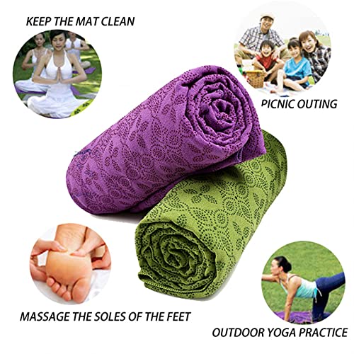 Bestori Yoga Towel Quick Dry Fitness Towel Rubber Grip Dots Non-Slip Bottom For Pilate Exercise 72X32 Inches Blue #TOP3