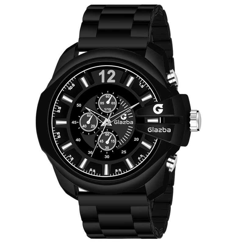 Glazba Analogue Black Dial Boys and Mens Watches with Stainless Steel Band for Men (B0CVB9GKCR) Amazon Price History, Amazon Price Tracker