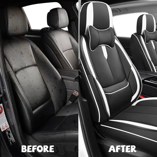 Image of Seat Covers for Chevy Silverado 1500 2007-2026 (Black&White, Luxury 2 Set)
