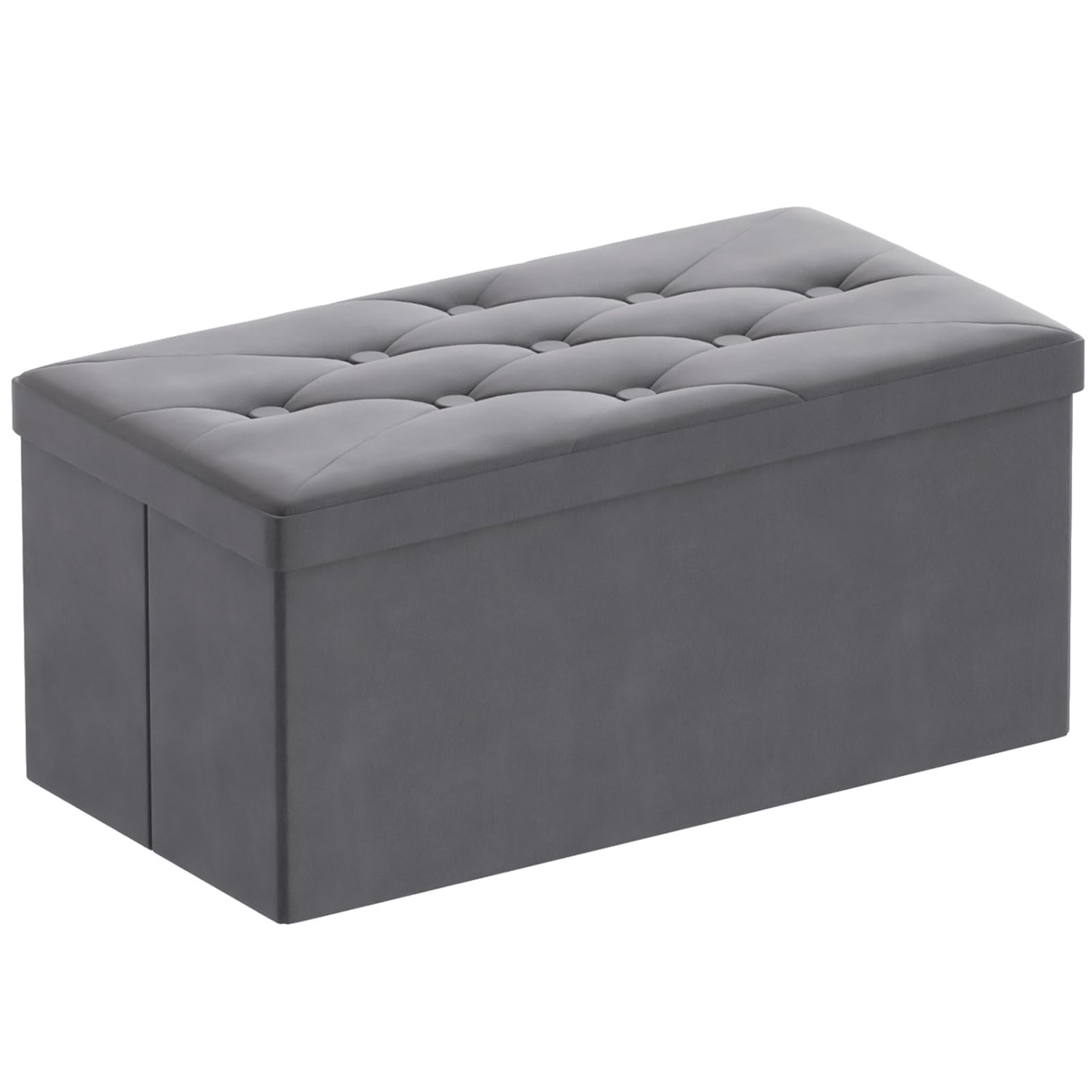 BRIAN & DANY Ottoman Storage Box Velvet Foldable Storage Ottoman Bench with Highly Elastic Sponge Filling for Living Room, 80 x 40 x 40 cm, Gray