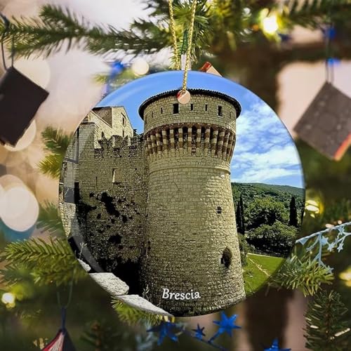 Italy Brescia Christmas Ornaments for Tree Ceramic Pendant Keepsakes Double Sided Ornament Decor Xmas Housewarming Gifts Porcelain Lovely Travel Souvenirs Decoration for Malls Clubs Coffee Shops