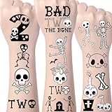 Bad Two the Bone Temporary Tattoos - Yoyuspy 200+ Bad Two the Bone Party Decorations Favors Supplies for Kids 2nd Birthday Decorations Cute Black White Skeleton Skull Tattoo Stickers Rewards