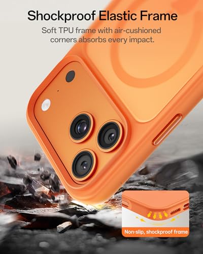 Image of UNBREAKcable Magnetic for iPhone 17 Pro Max Case 6.9-Inch, Compatible with MagSafe, Full Camera Protection, Built-in Magnetic Ring, Drop Protection Shockproof Slim Phone Cover - Orange