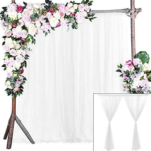 Roadtime 2 Cortinas de Tul Transparente Blanco para Boda, Cortinas translúcidas de Arco de Boda, Fondo de Fotos de Tul para Estudio de Fotos, Boda, Baby Shower, cumpleaños, Bautizo (1.5 * 3m) Cover