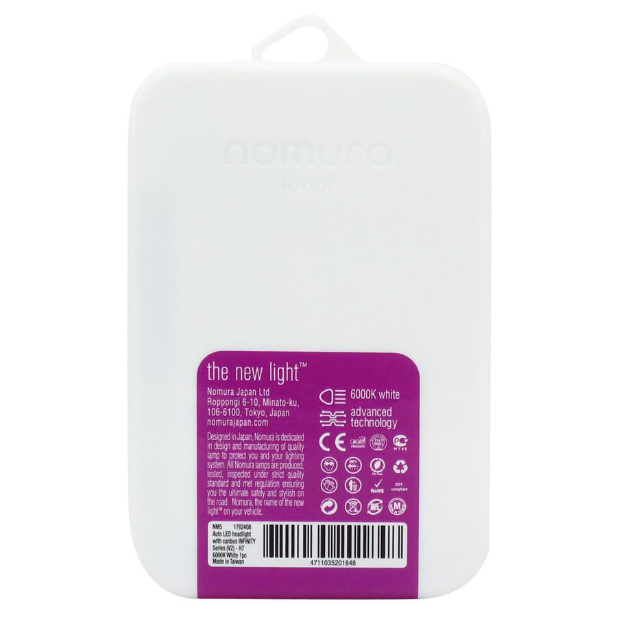 NOMURA Kit Conversione LED H7 Galaxy White 6000K Bianco Ghiaccio, Sistema Canbus 12V Anti-Errore, Lampadine LED Alta Luminosità e Nitidezza con Dissipatore di Calore Avanzato