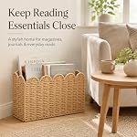 Natural Paper Rope Magazine Holder, Scalloped Magazine Basket - Image 4