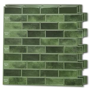 Art3d 10-Sheet Kitchen Backsplash Tiles Peel and Stick, Self Adhesive Wall Tile Sticker for Kitchen Island Bathroom Laundry Room RV Renter 12″ x 12″ – Jade Green